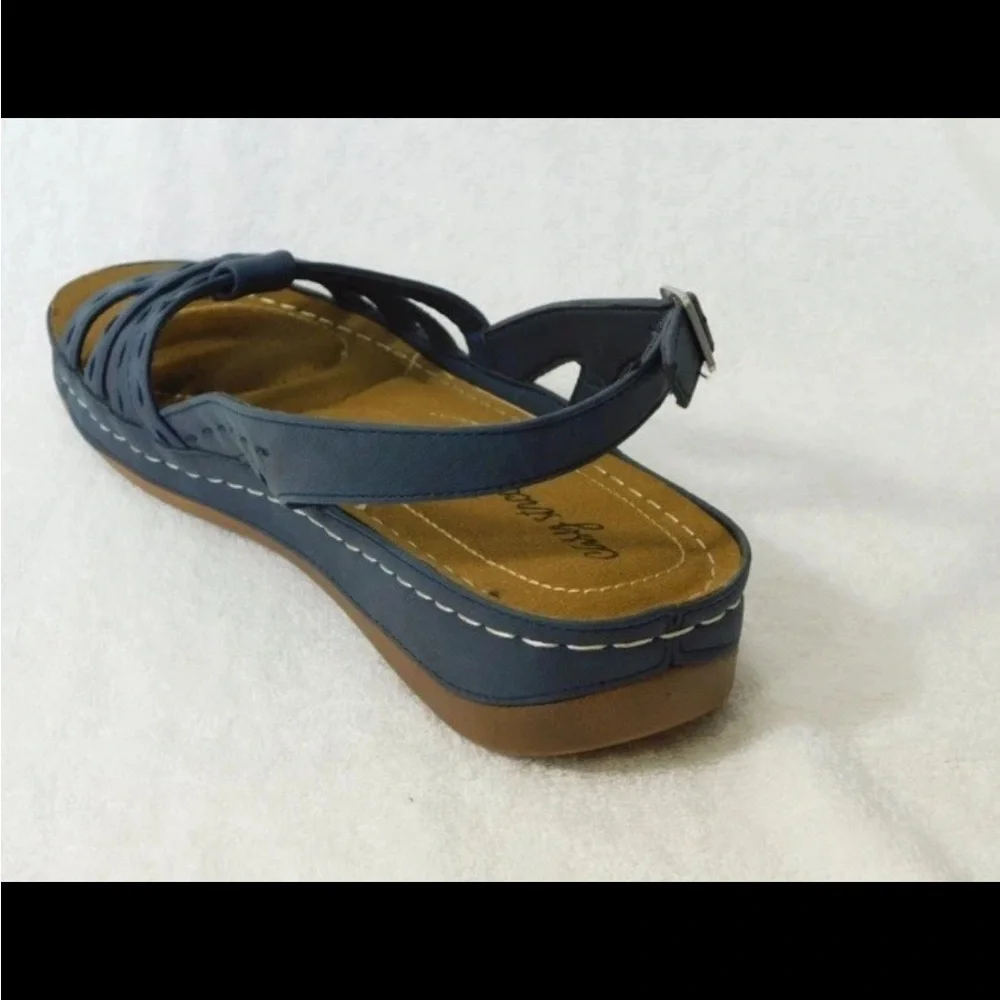 Easy Street Adjustable Strap Sandals Kehlani Navy Size 8